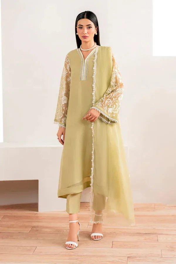 Baroque Luxury Pret 24 Dust Yellow Chiffon – view 4 – Poshaq