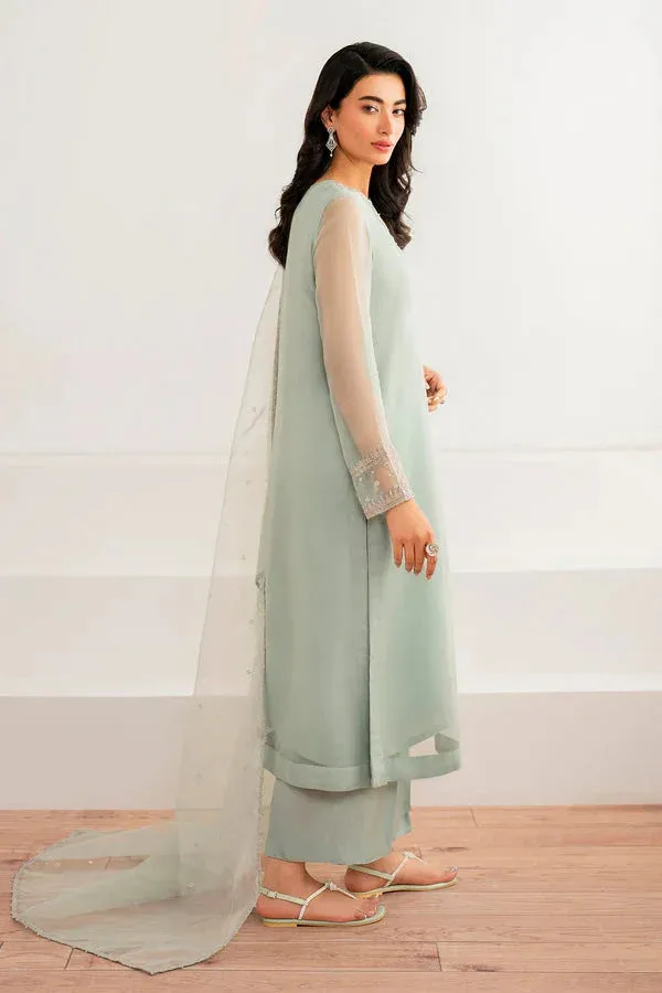 Baroque Luxury Pret 24 Greenish Grey Organza – view 2 – Poshaq