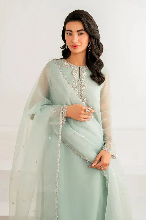 Baroque Luxury Pret 24 Greenish Grey Organza – view 3 – Poshaq