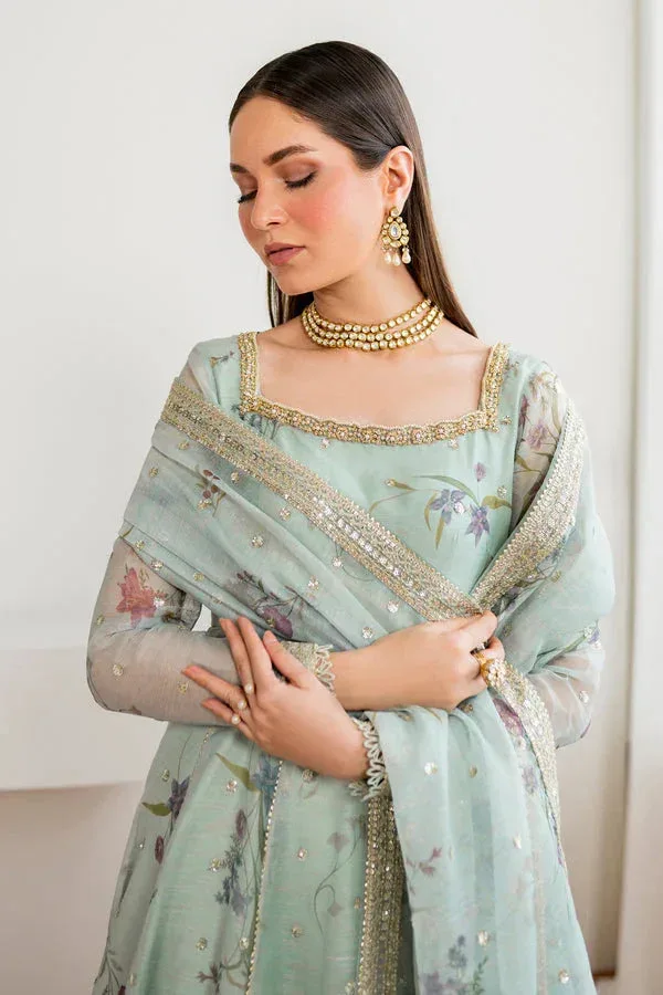 Baroque Luxury Pret 24 Greenish Grey Organza – view 4 – Poshaq