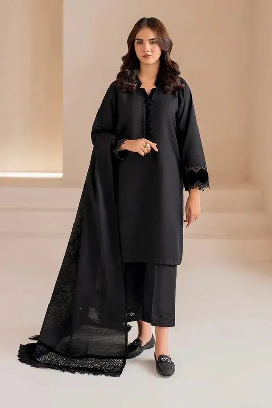 Baroque Luxury Pret 24 Black Khaddar – view 1 – Poshaq