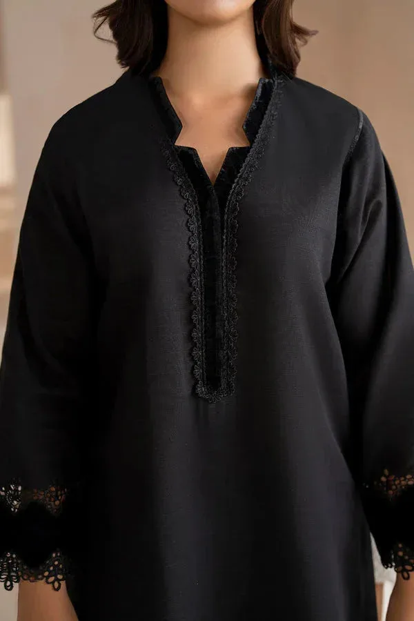 Baroque Luxury Pret 24 Black Khaddar – view 3 – Poshaq