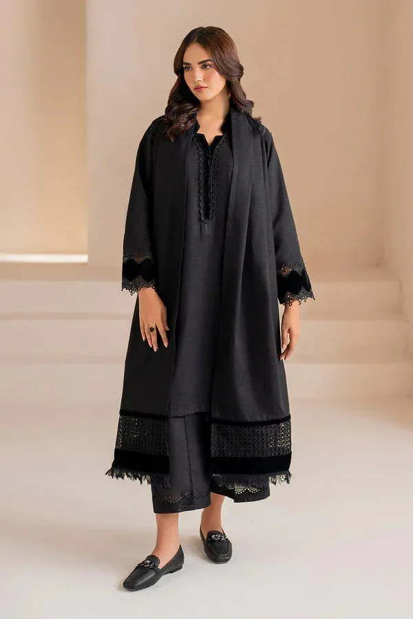 Baroque Luxury Pret 24 Black Khaddar – view 4 – Poshaq