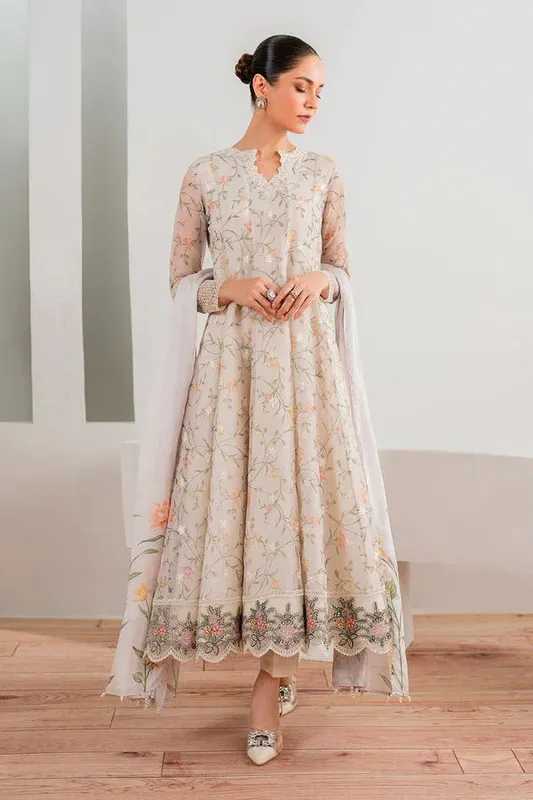 Baroque Luxury Pret 24 Off White Cotton – view 1 – Poshaq