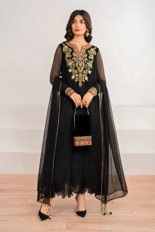 Baroque Luxury Pret 24 Black Chiffon – view 1 – Poshaq