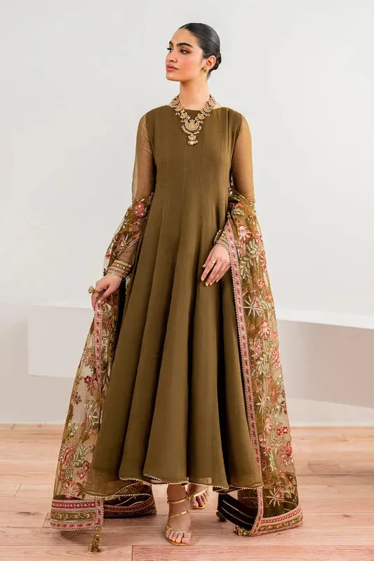 Baroque Luxury Pret 24 Coffee Chiffon – view 1 – Poshaq