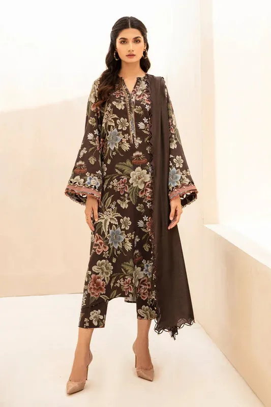 Baroque Luxury Pret 24 Chocolate Viscose – view 1 – Poshaq