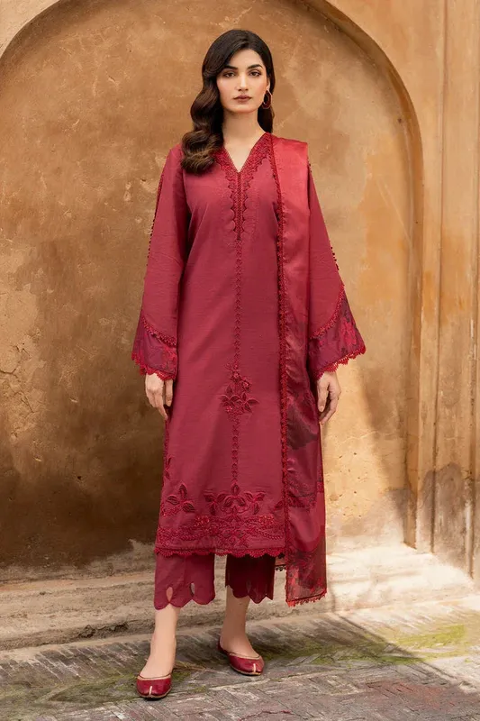 Baroque Luxury Pret 24 Dust Red Viscose – view 1 – Poshaq