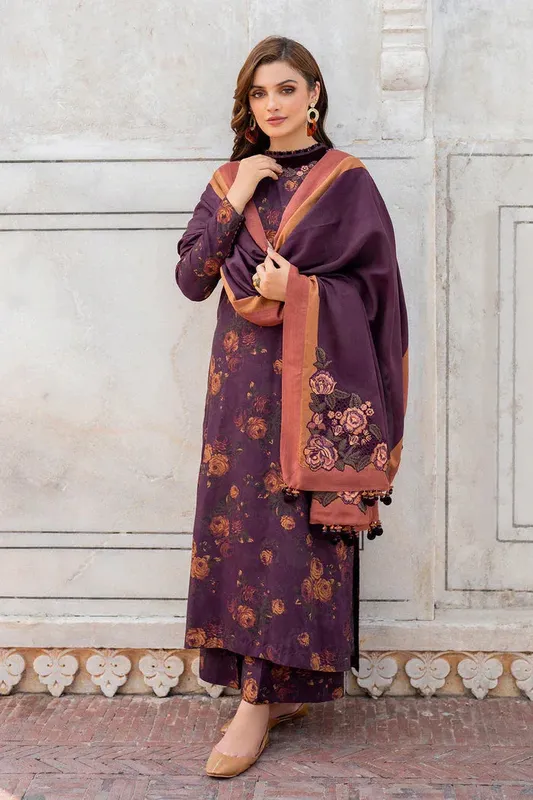 Baroque Luxury Pret 24 Dark Purple Viscose – view 1 – Poshaq