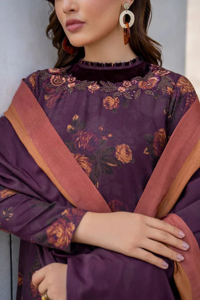 Baroque Luxury Pret 24 Dark Purple Viscose – view 3 – Poshaq