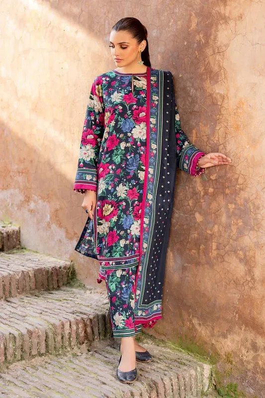 Baroque Luxury Pret 24 Navy Blue Viscose – view 1 – Poshaq