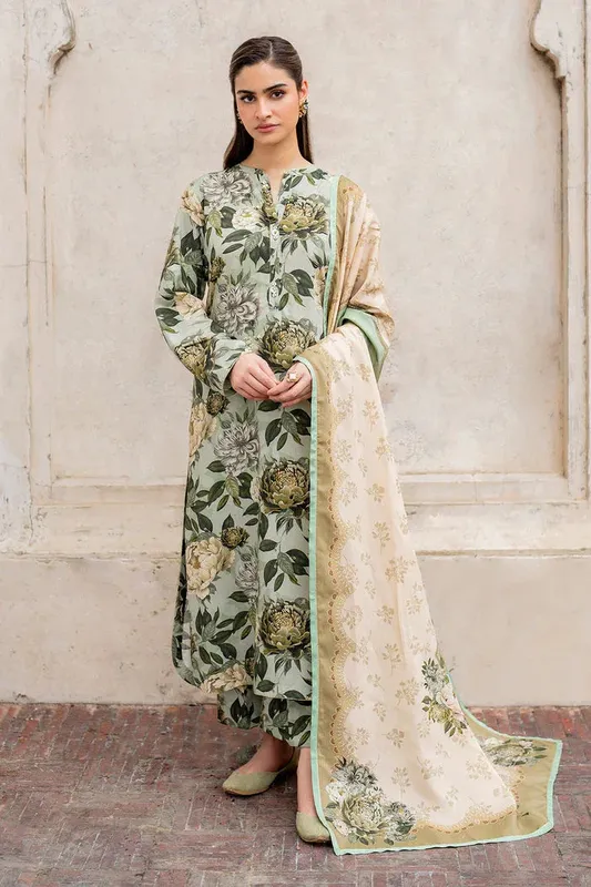 Baroque Luxury Pret 24 Greenish Gray Viscose – view 1 – Poshaq