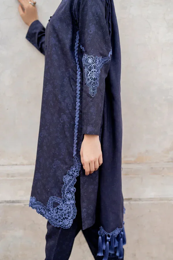 Baroque Luxury Pret 24 Navy Blue Viscose – view 3 – Poshaq