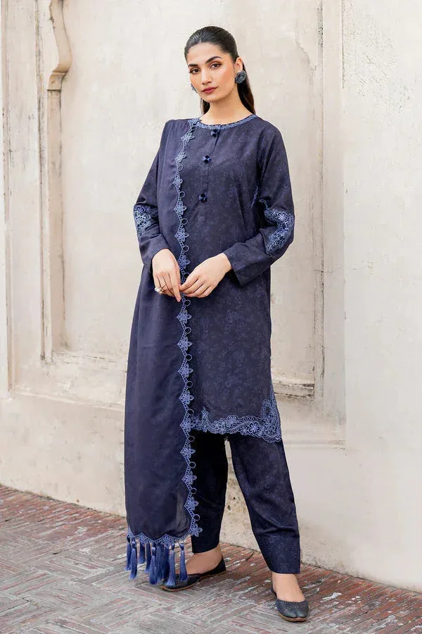 Baroque Luxury Pret 24 Navy Blue Viscose – view 4 – Poshaq
