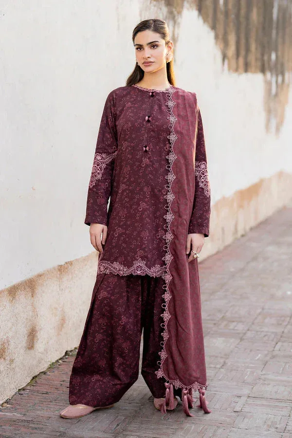 Baroque Luxury Pret 24 Wine Berry Viscose – view 1 – Poshaq