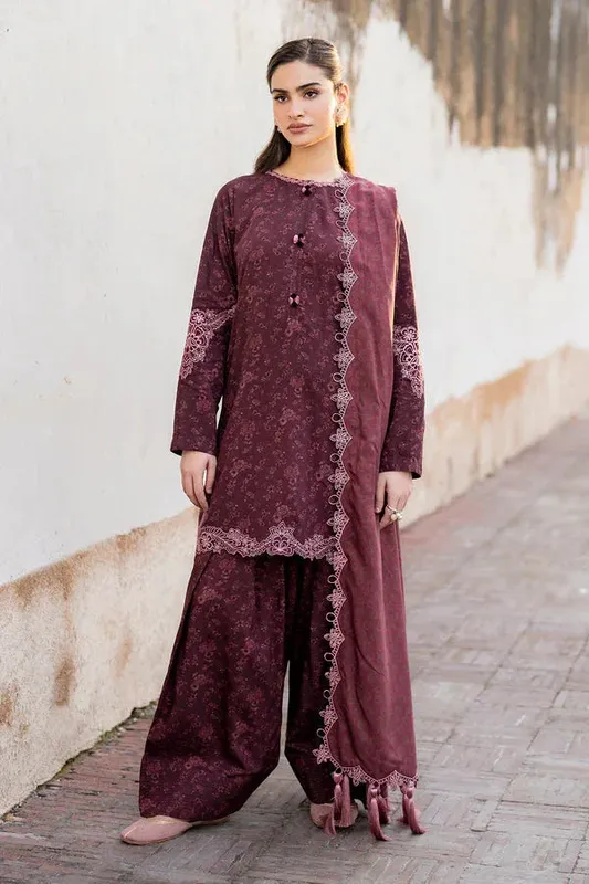 Baroque Luxury Pret 24 Wine Berry Viscose – view 1 – Poshaq