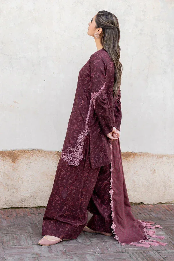 Baroque Luxury Pret 24 Wine Berry Viscose – view 2 – Poshaq