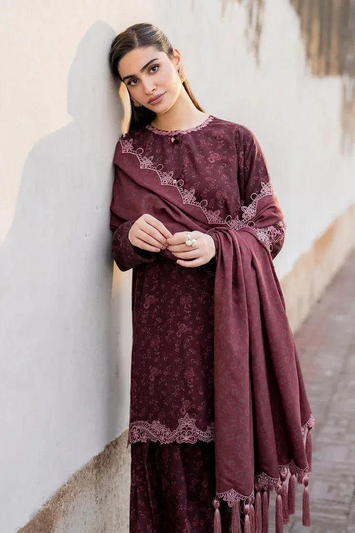 Baroque Luxury Pret 24 Wine Berry Viscose – view 3 – Poshaq