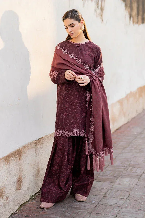 Baroque Luxury Pret 24 Wine Berry Viscose – view 4 – Poshaq