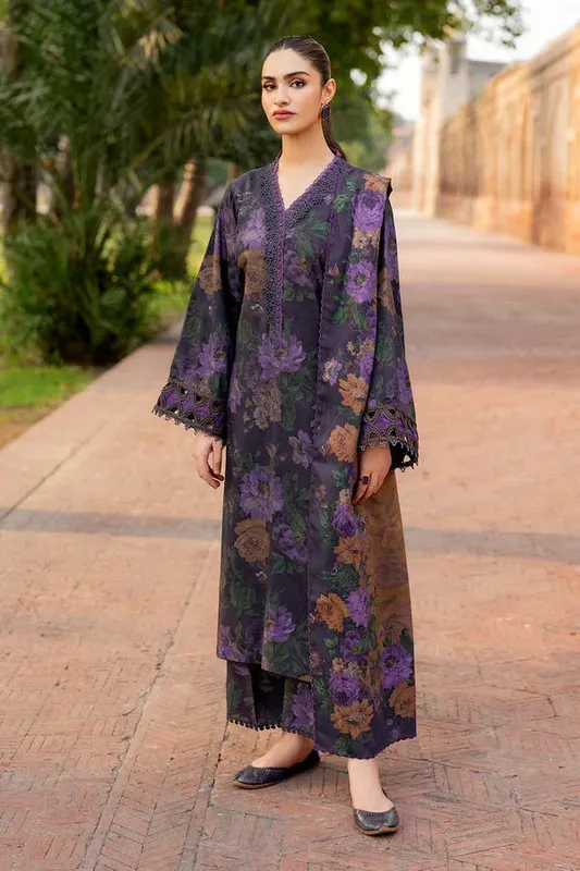 Baroque Luxury Pret 24 Purple Viscose – view 1 – Poshaq