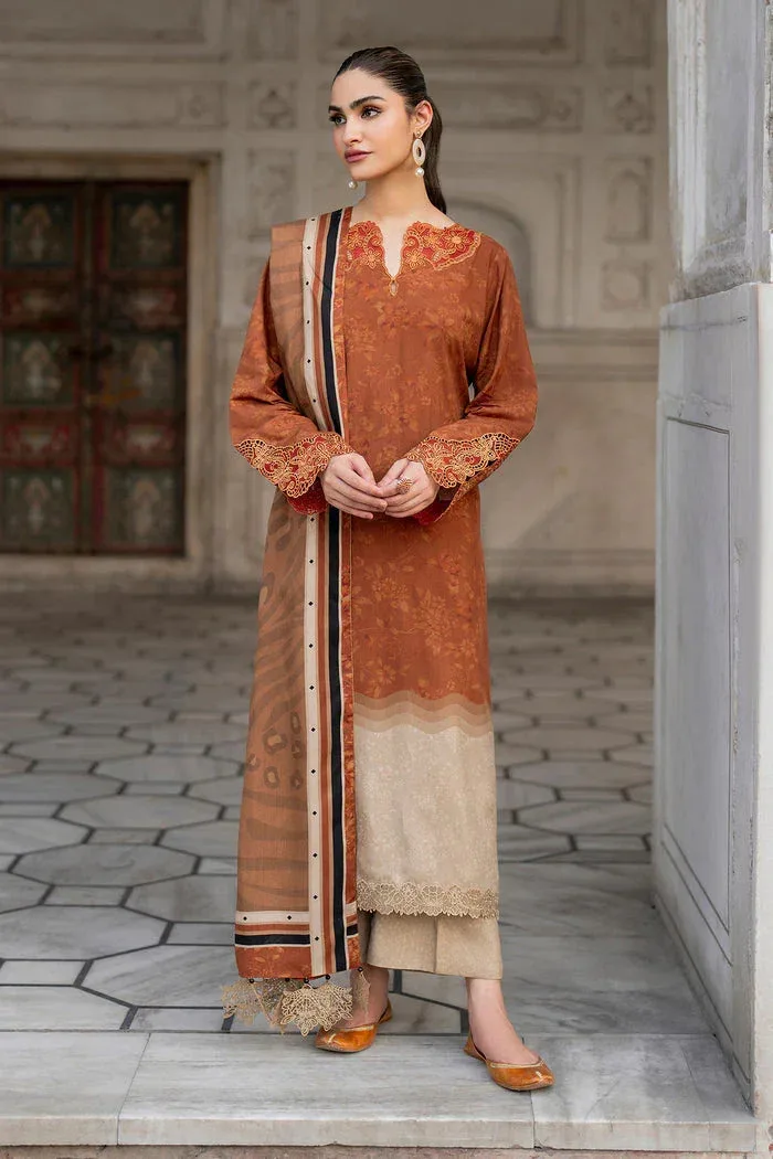 Baroque Luxury Pret 24 Rust Brown Viscose – view 1 – Poshaq