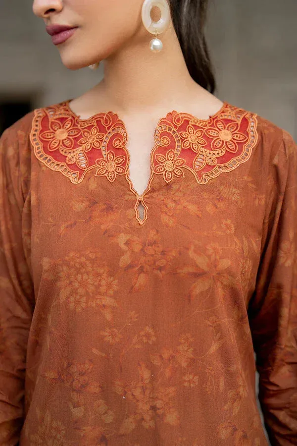 Baroque Luxury Pret 24 Rust Brown Viscose – view 3 – Poshaq