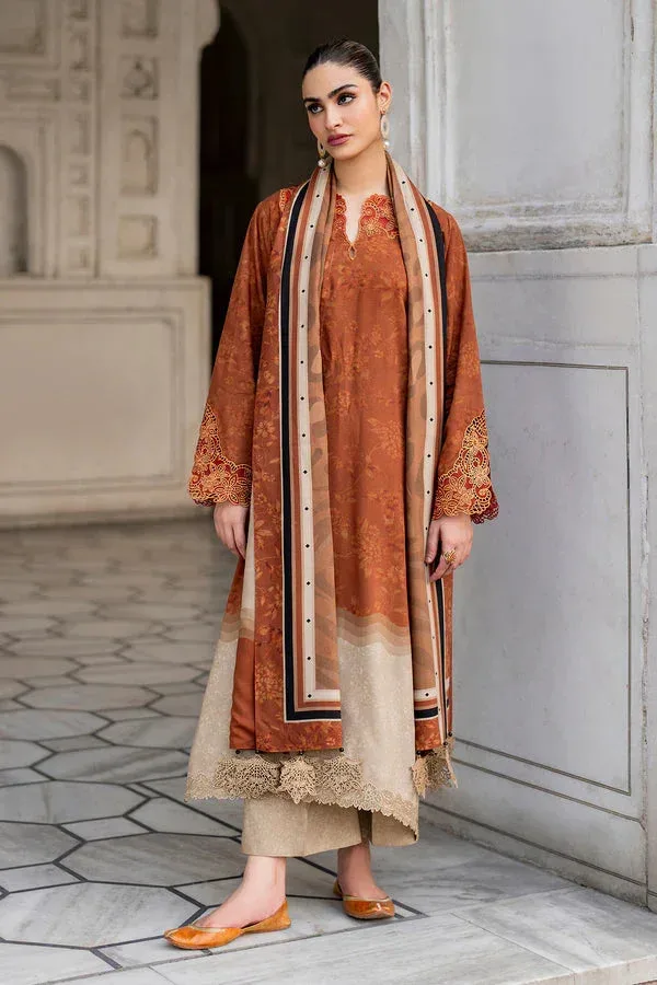 Baroque Luxury Pret 24 Rust Brown Viscose – view 4 – Poshaq