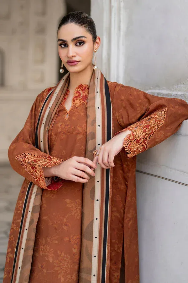 Baroque Luxury Pret 24 Rust Brown Viscose – view 5 – Poshaq