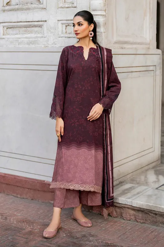 Baroque Luxury Pret 24 Wine Berry Viscose – view 1 – Poshaq