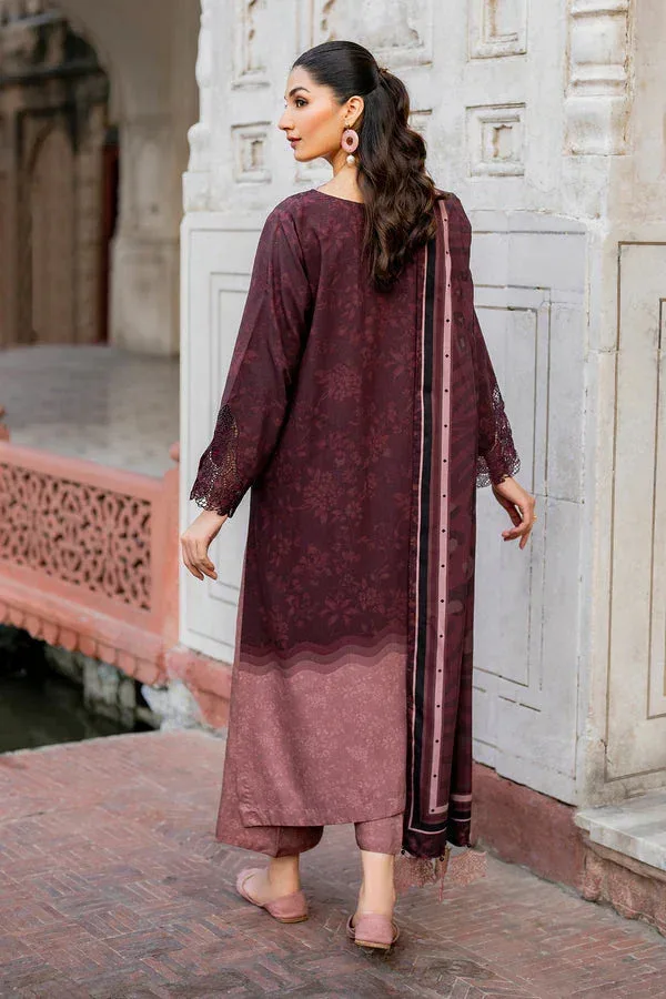 Baroque Luxury Pret 24 Wine Berry Viscose – view 2 – Poshaq