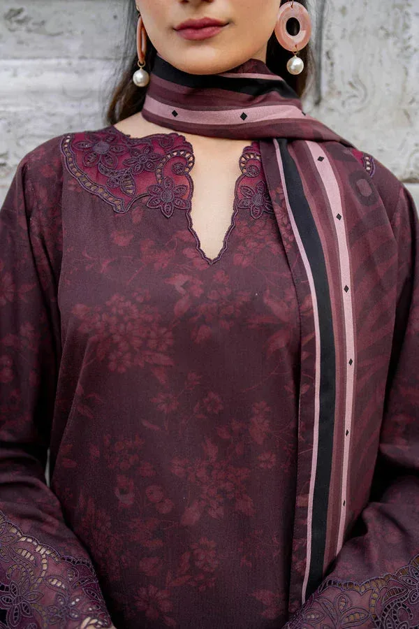 Baroque Luxury Pret 24 Wine Berry Viscose – view 3 – Poshaq