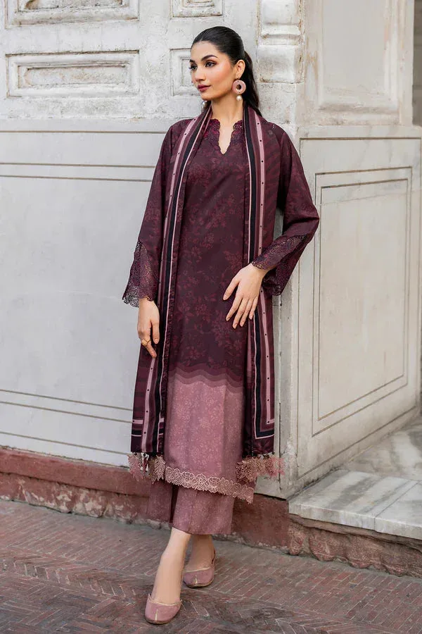 Baroque Luxury Pret 24 Wine Berry Viscose – view 4 – Poshaq