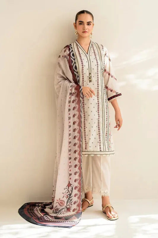 Baroque Luxury Pret 24 Off White Organza – view 1 – Poshaq