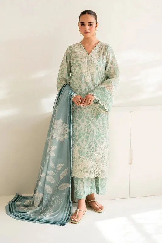 Baroque Luxury Pret 24 Grey Organza – view 1 – Poshaq