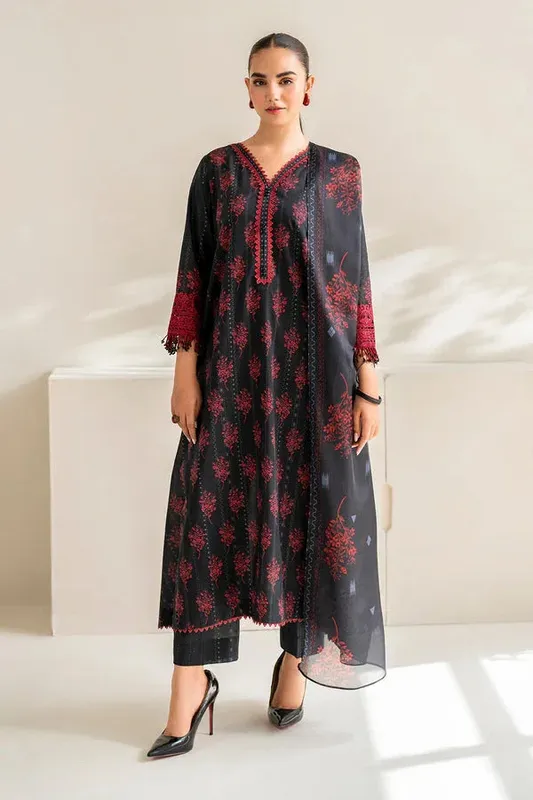 Baroque Luxury Pret 24 Black Organza – view 1 – Poshaq