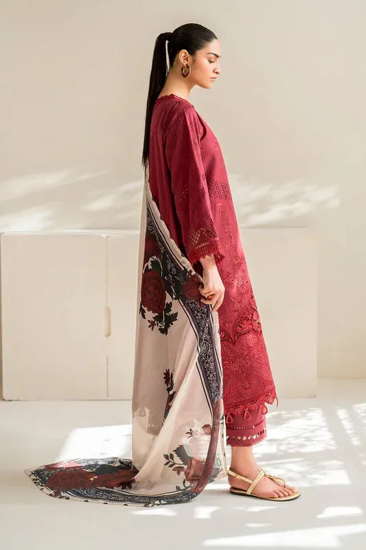 Baroque Luxury Pret 24 Red Organza – view 1 – Poshaq