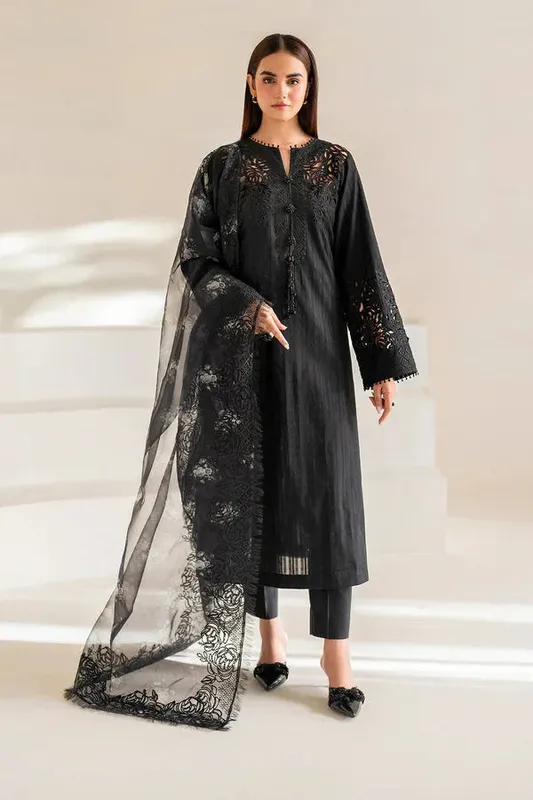 Baroque Luxury Pret 24 Black Jacquard – view 1 – Poshaq
