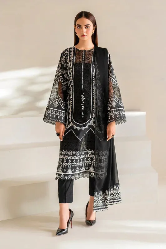 Baroque Luxury Pret 24 Black Organza – view 1 – Poshaq