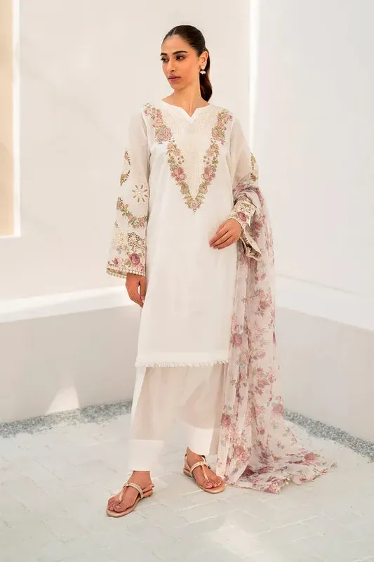 Baroque Luxury Pret 24 White Organza – view 1 – Poshaq