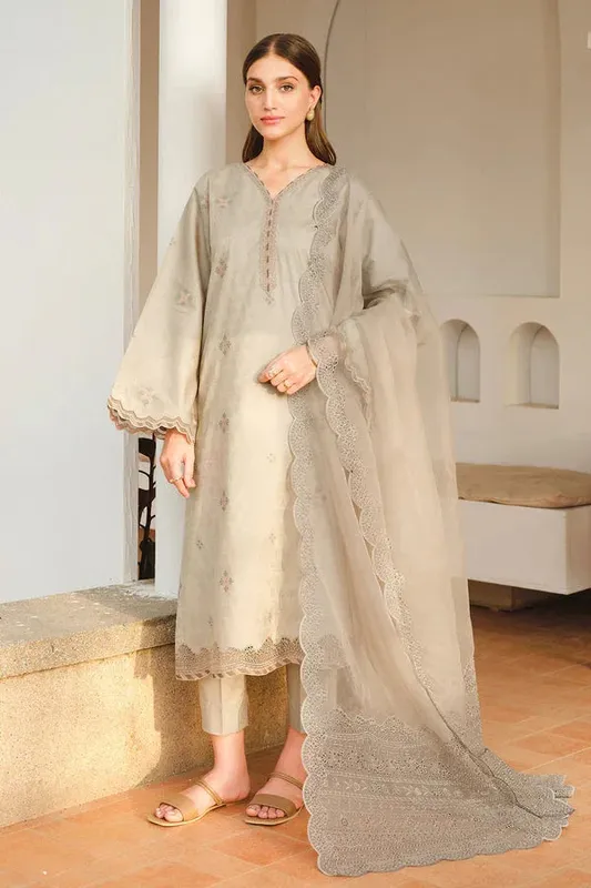 Baroque Luxury Pret 24 Grey Jacquard – view 1 – Poshaq