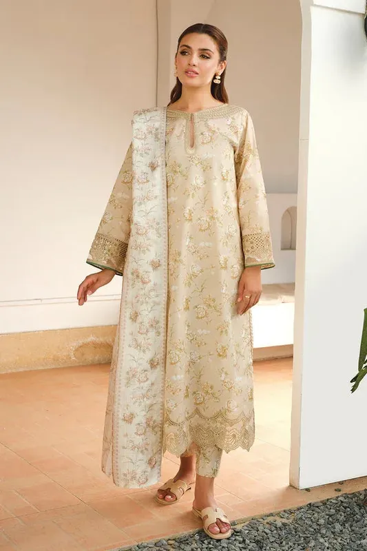 Baroque Luxury Pret 24 Off White Organza – view 1 – Poshaq
