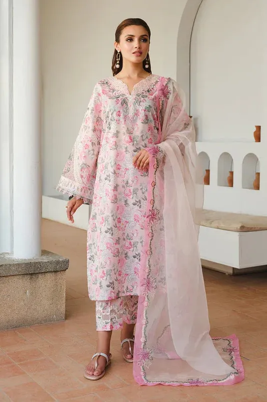 Baroque Luxury Pret 24 Pink Organza – view 1 – Poshaq