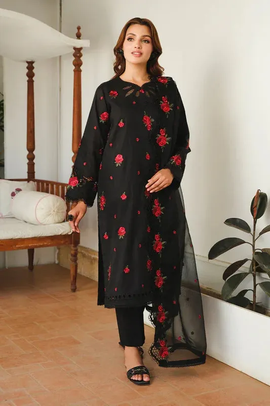 Baroque Luxury Pret 24 Black Organza – view 1 – Poshaq