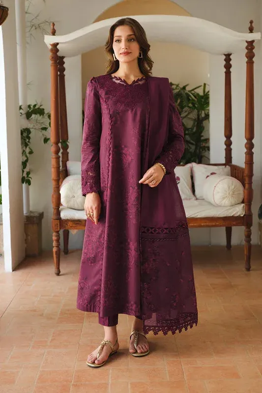 Baroque Luxury Pret 24 Magenta Organza – view 1 – Poshaq