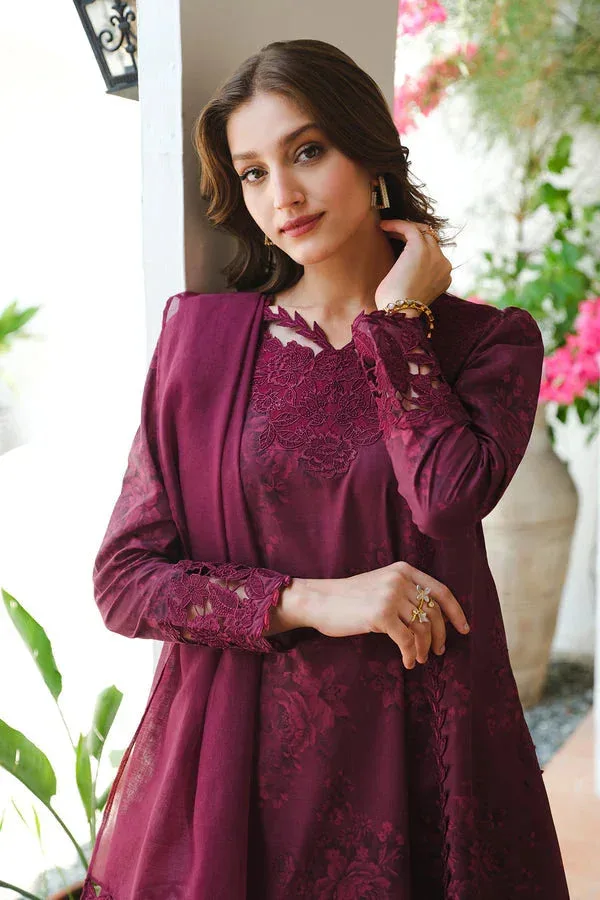 Baroque Luxury Pret 24 Magenta Organza – view 3 – Poshaq
