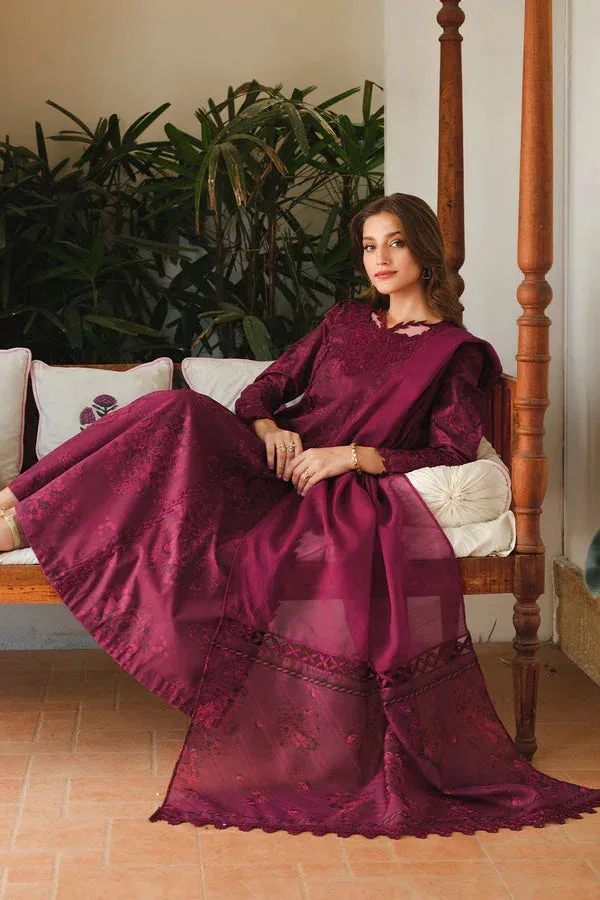 Baroque Luxury Pret 24 Magenta Organza – view 4 – Poshaq