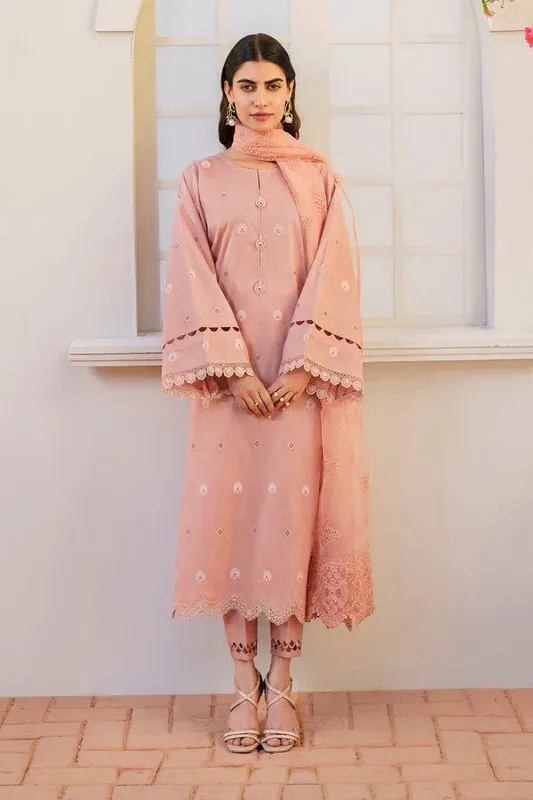 Baroque Luxury Pret 24 Peach Jacquard – view 1 – Poshaq