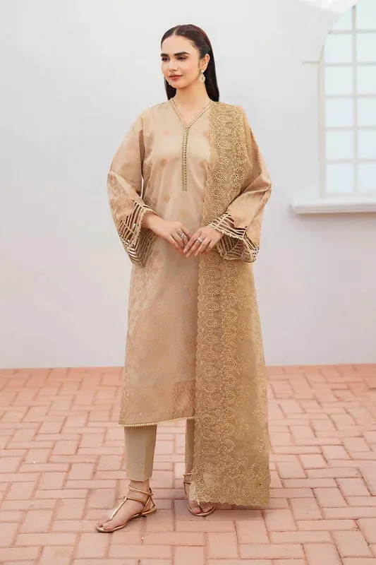 Baroque Luxury Pret 24 Beige Jacquard – view 1 – Poshaq