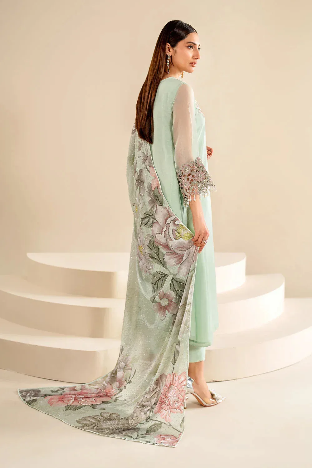 Baroque Luxury Pret 24 Green Chiffon – view 2 – Poshaq