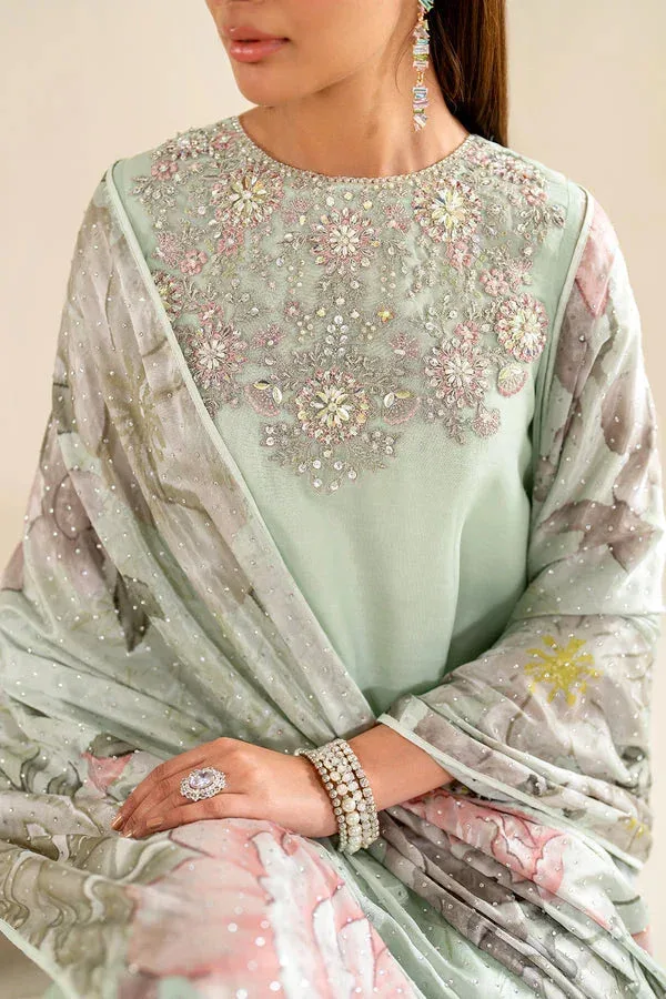 Baroque Luxury Pret 24 Green Chiffon – view 7 – Poshaq